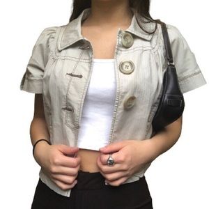 SOLD DKNY button up striped khaki collared top